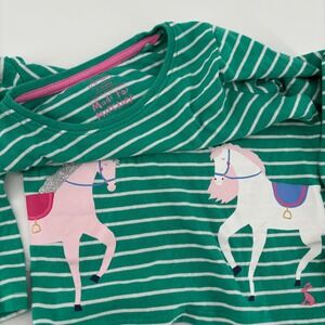 Joules Horse Graphic Shirt Kids 5 Years Green Striped Excellent Long Sleeve Tee